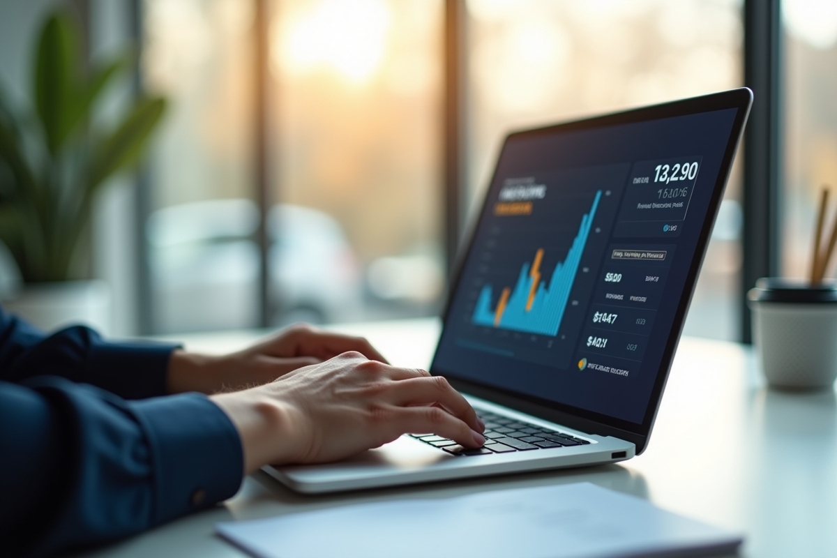 Personne utilisant un ordinateur portable pour analyser des graphiques financiers